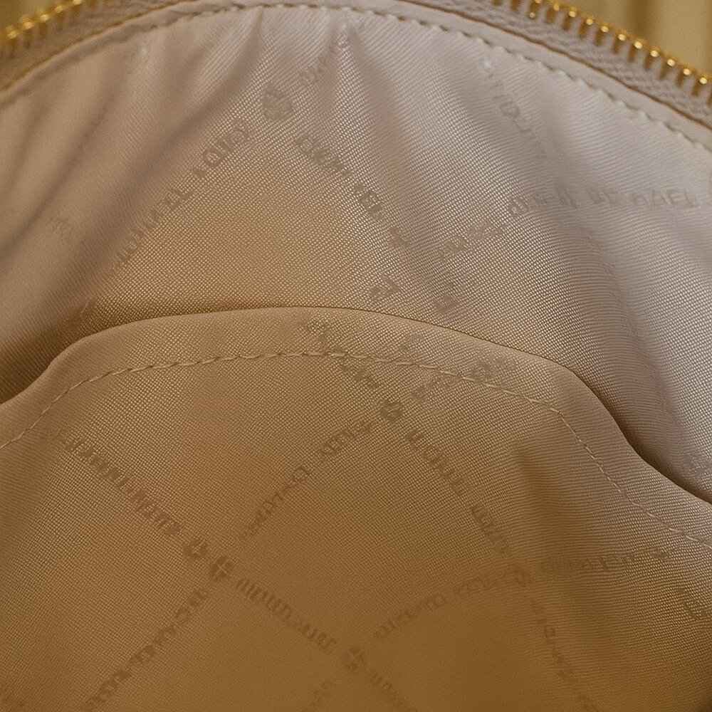 Michael Kors Pebbled Leather Crossbody Bag Taupe Gold Hardware Purse - Picture 3 of 5